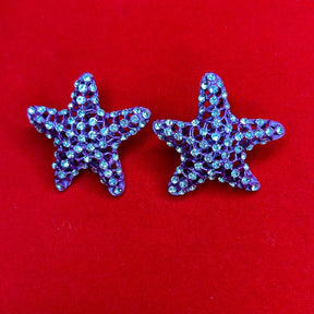 Holly Purple AD Studded Star Earrings