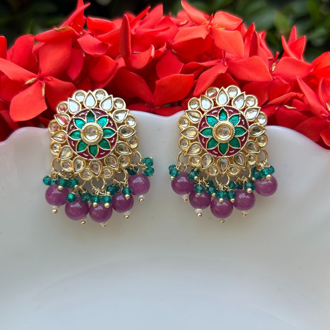 Asti Purple Green Stud Earrings