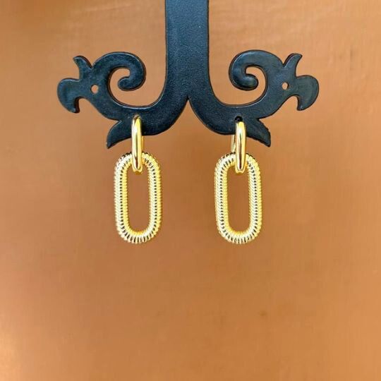 Oval Golden Hoop Earrings