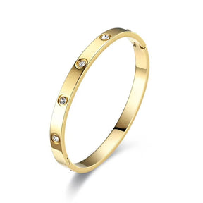 Golden LOVE Bangle American Diamond Studded