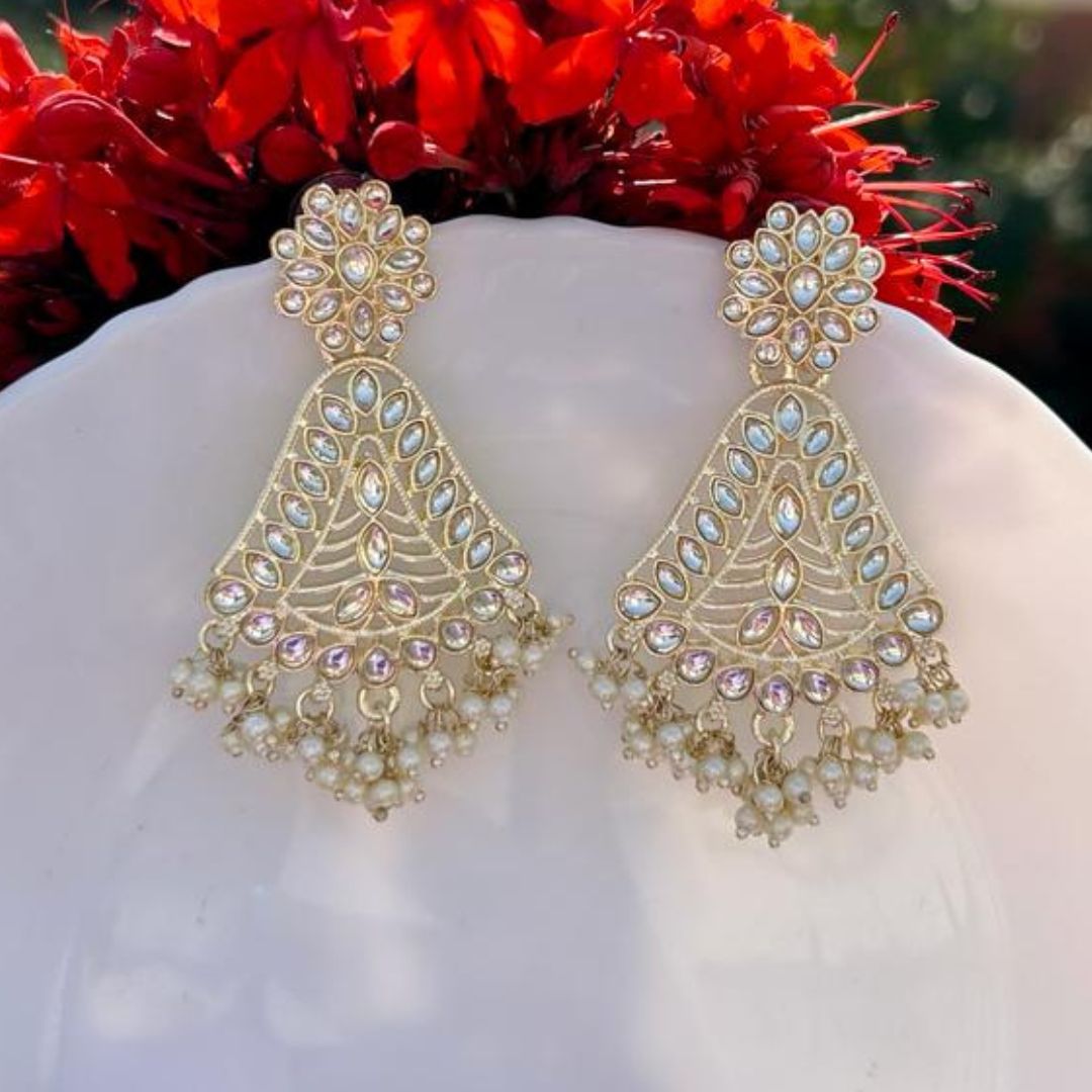 Jharna Earrings With Moissanite Polki Handcrafted In Pure Silver –  WeaverStory