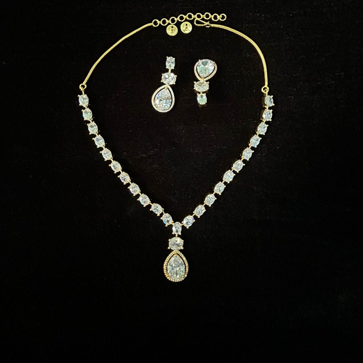 Perry CZ Gold Plated  Designer Necklace Set