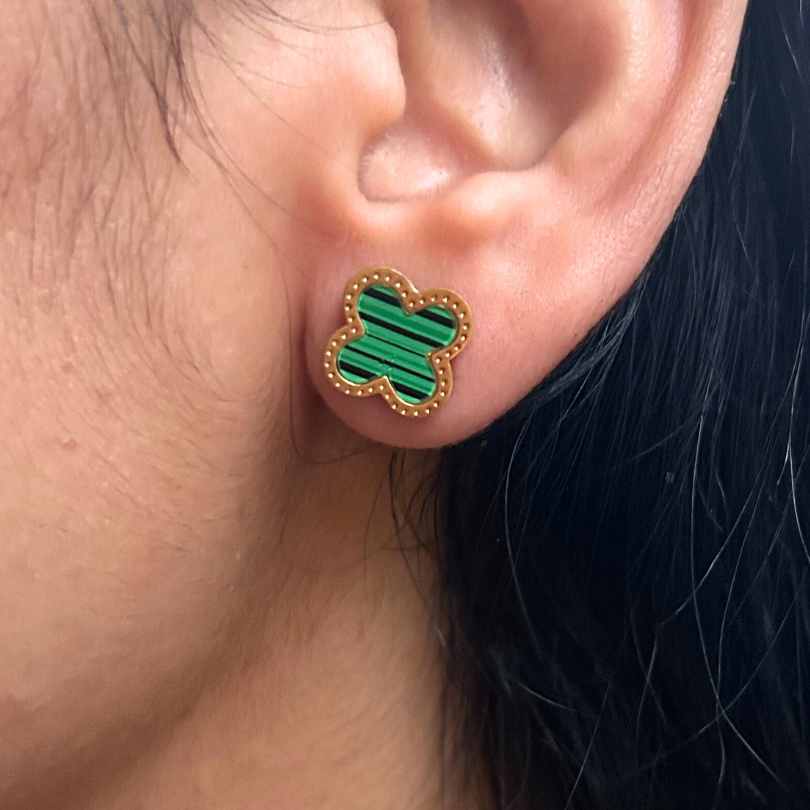 Clover Green Stud Earrings