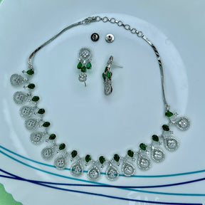 Linda Emerald Green CZ Designer Neckalce Set