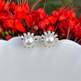 White Pearl CZ Designer Stud