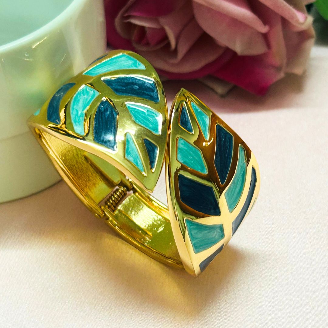 Blue Turquoise Leaf Shaped Bracelet