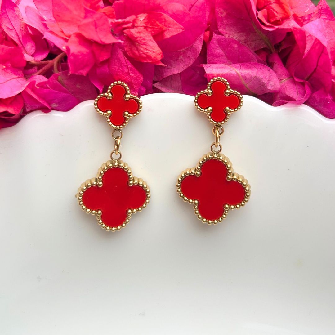 Clover Red Earring