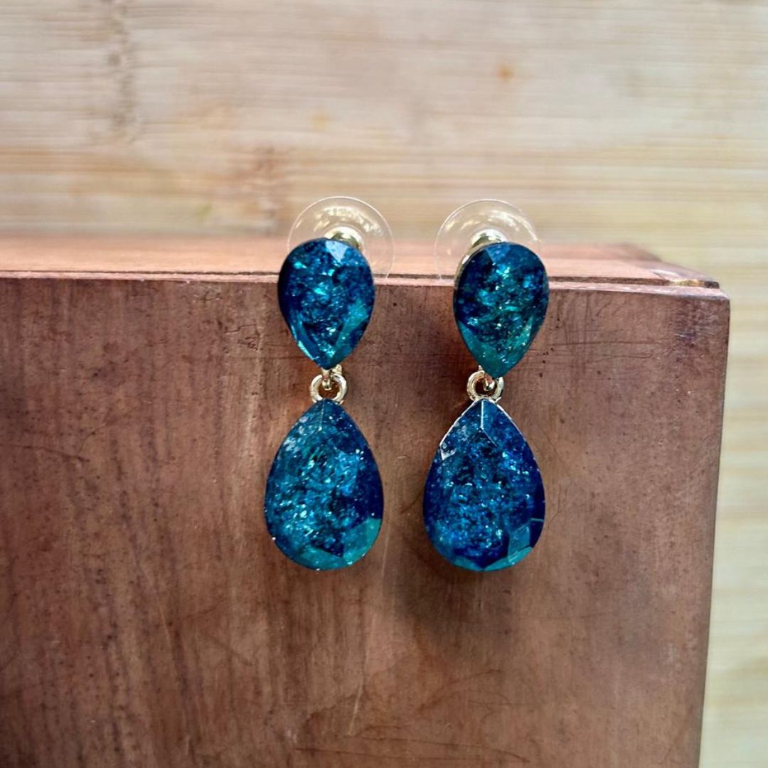 Blue Teardrop Gemstone Earrings