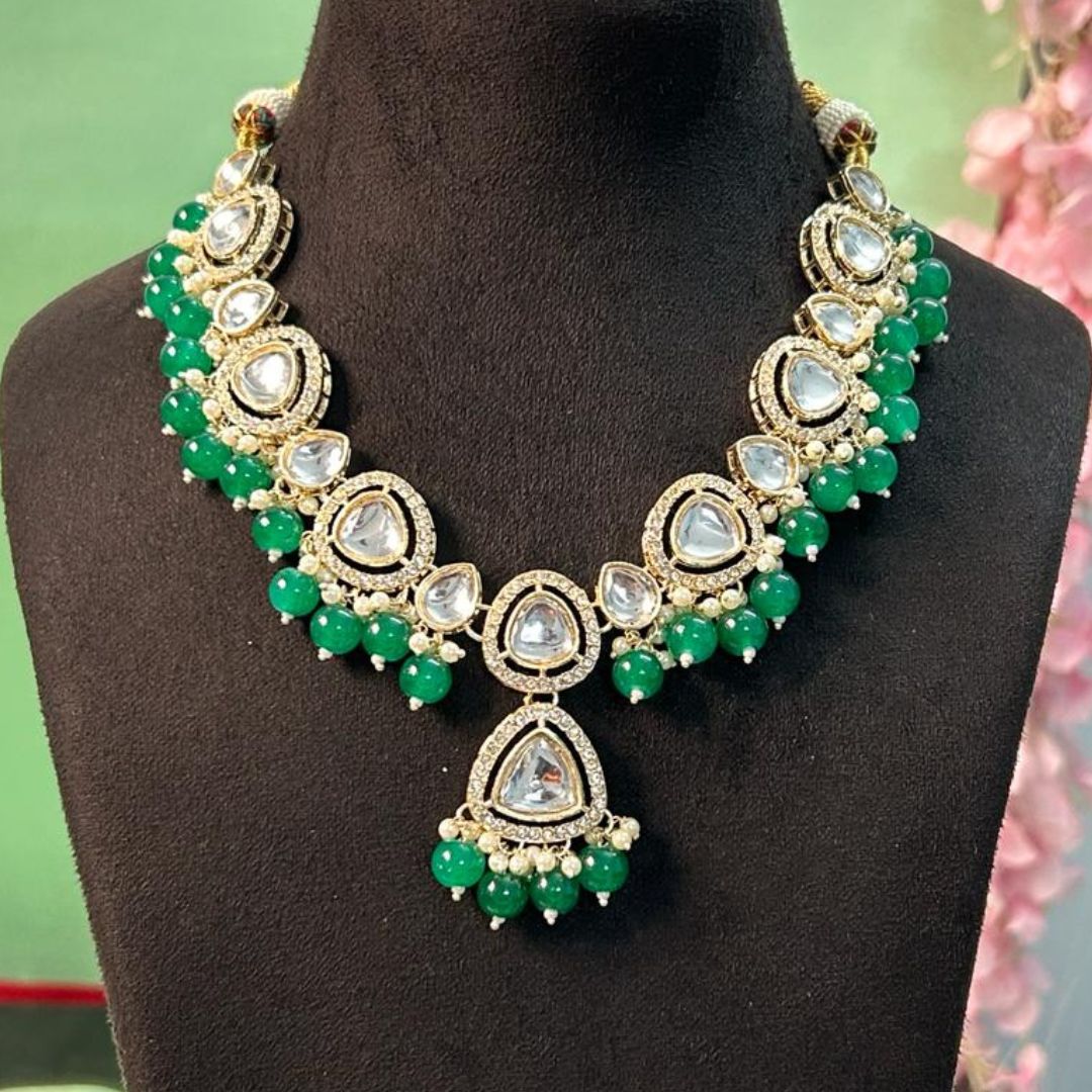 Yutika Green Kundan Necklace Set