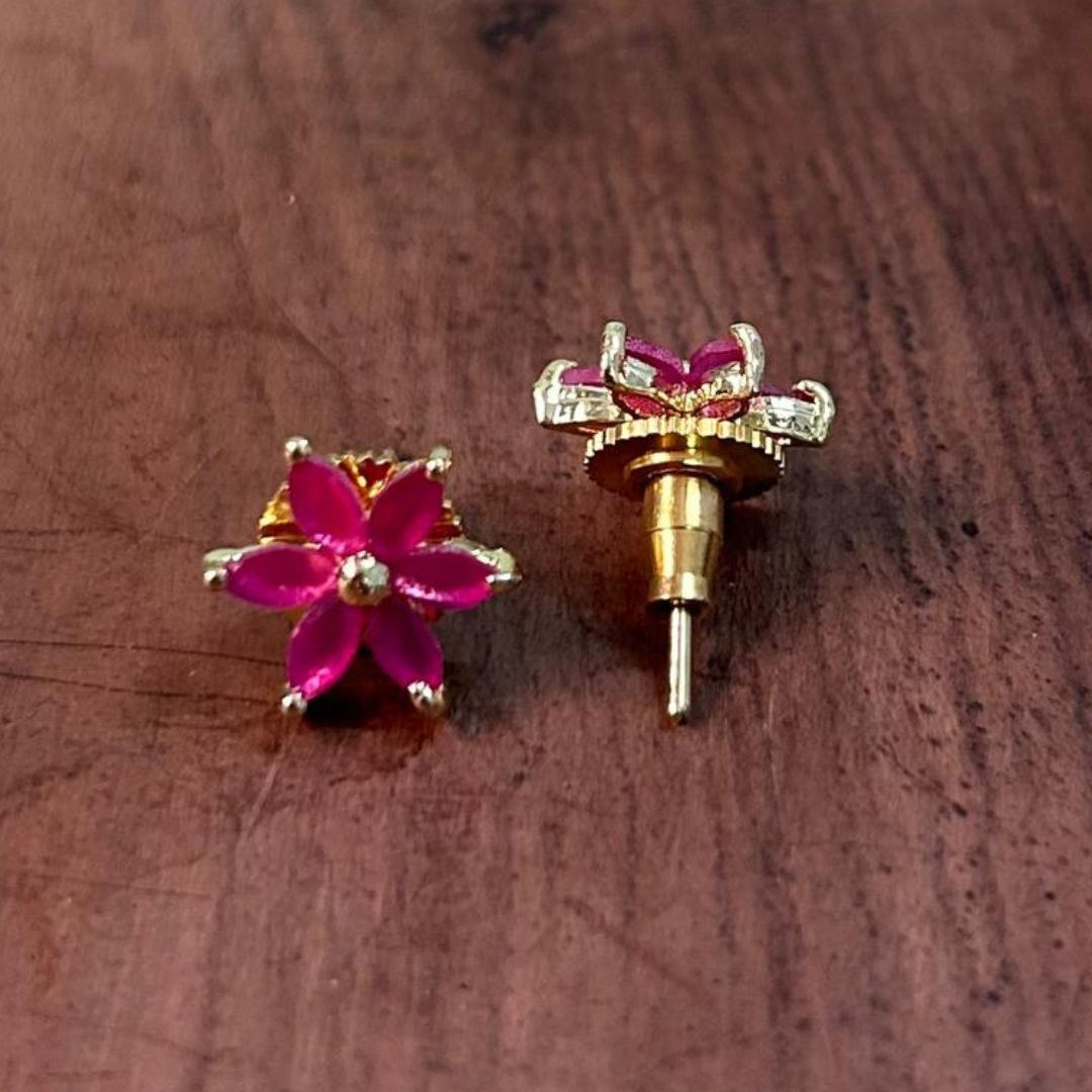 Floral Pink Stud Earrings