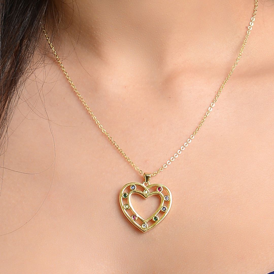 LAIDA Gold Plated Hollow Heart Pendant