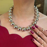 Silver Ball Statement Necklace