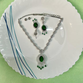 Genie Emerald Green CZ Designer Neckalce Set