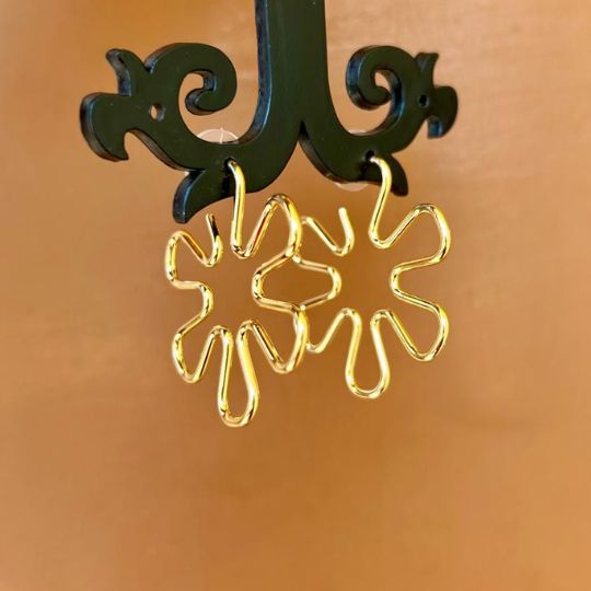 Floral Golden Drop Earrings