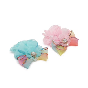 LAIDA Women Set of 2 Embellished Scrunchie Ponytail Holders