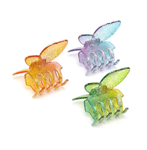 LAIDA Set of 3 Butterfly sparkle Ombre shaded Claw Clips - Green, Blue & Gold