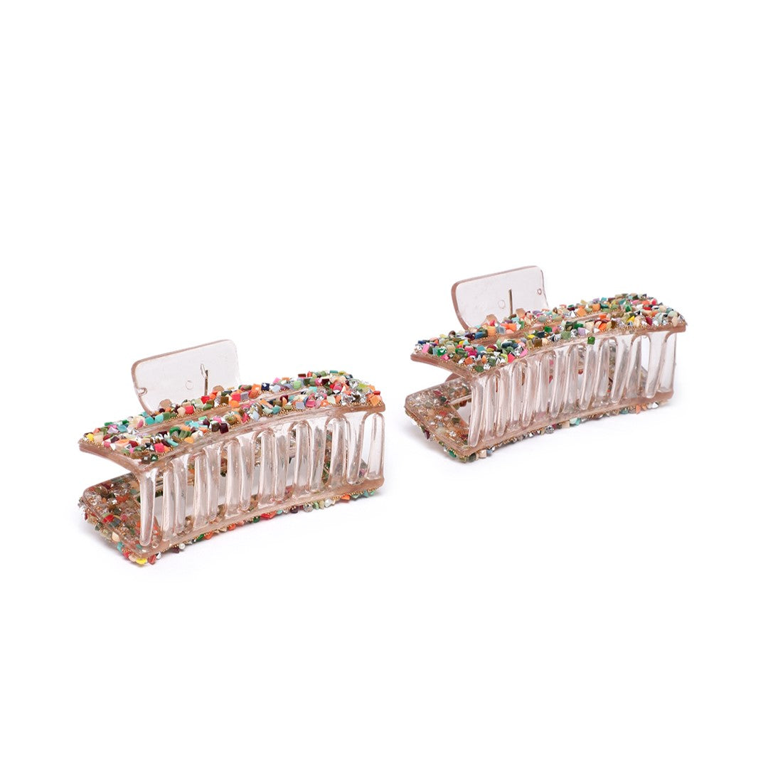 LAIDA Women Set of 2 Embellished Claw Clip