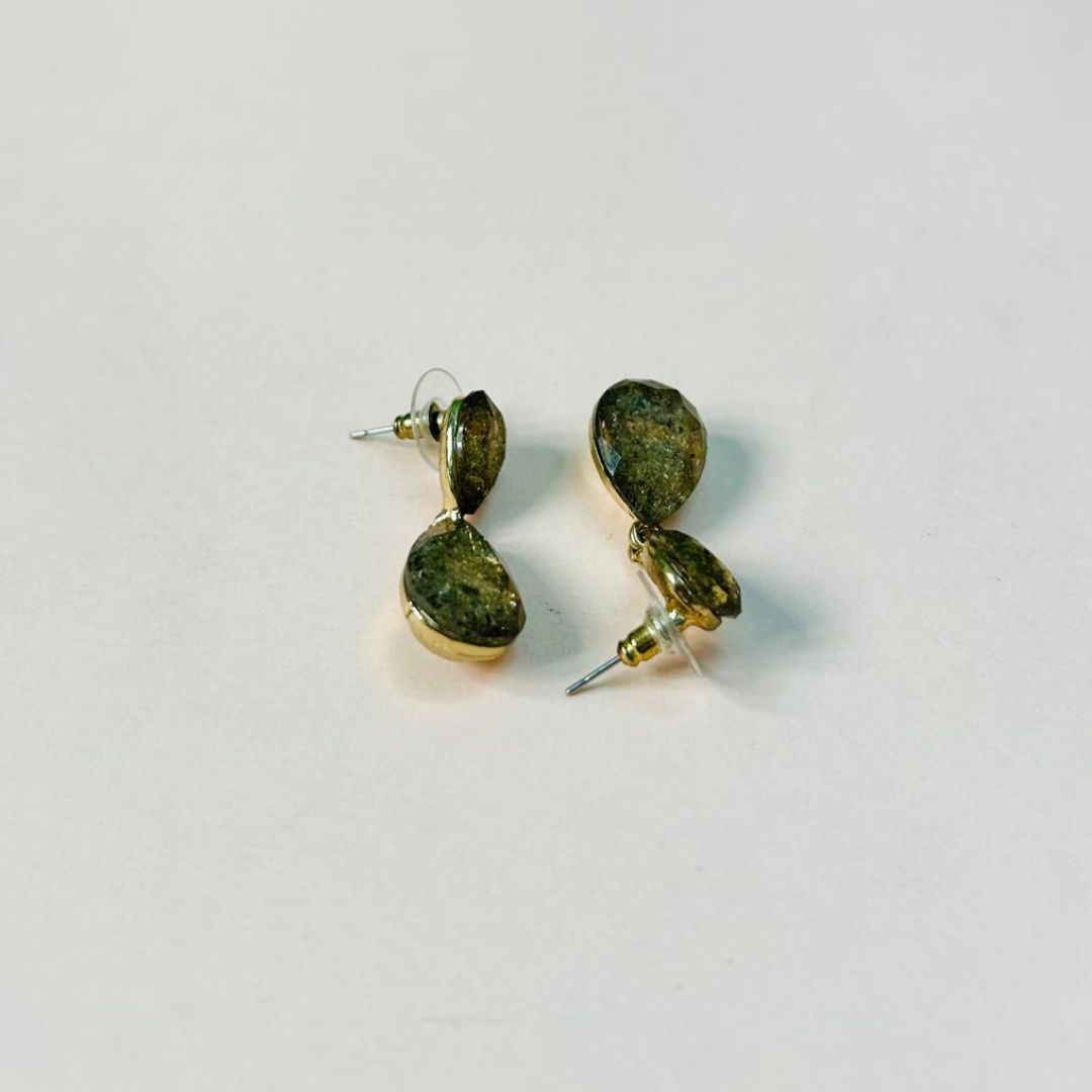 Olive Green Teardrop Gemstone Earrings