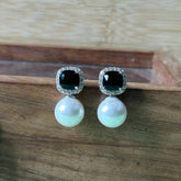 Blaze Black Pearl Stud Earrings