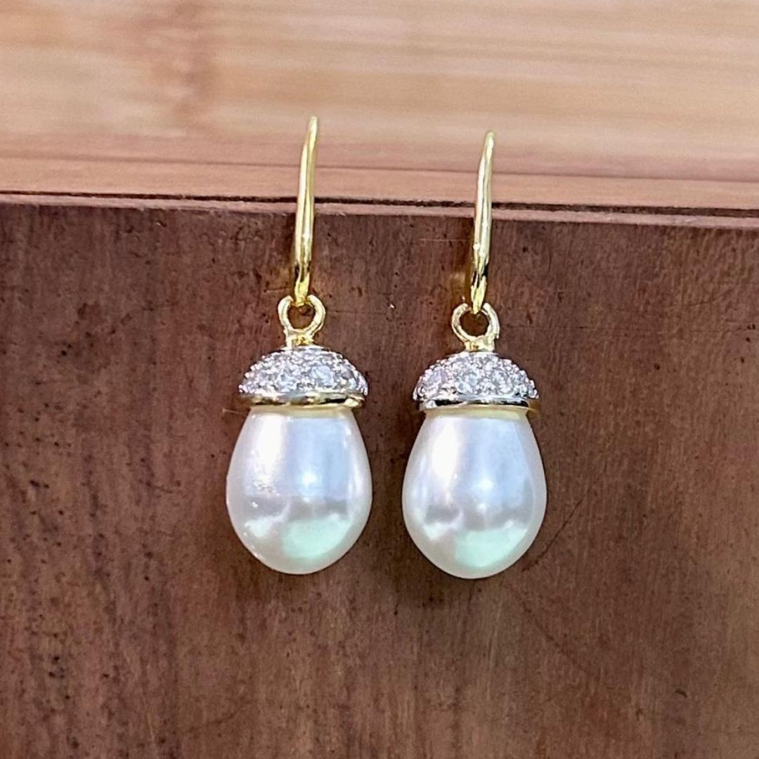 Grand Pearl CZ Drop Earrings