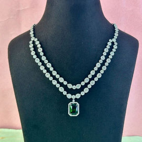 Regina Emerald Green American Diamond Necklace Set