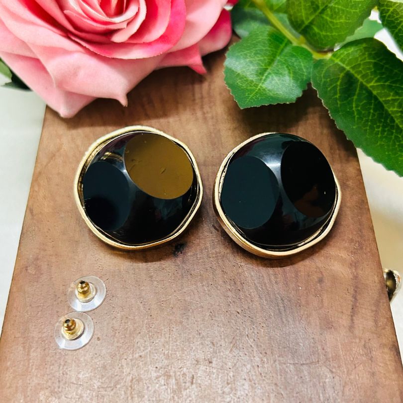 Statement Black Stud Earrings