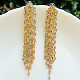 Golden American Diamond Chandelier Earrings