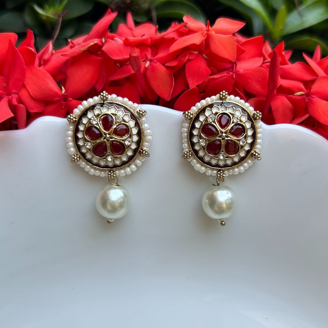 Rutvi Maroon Stud Earrings