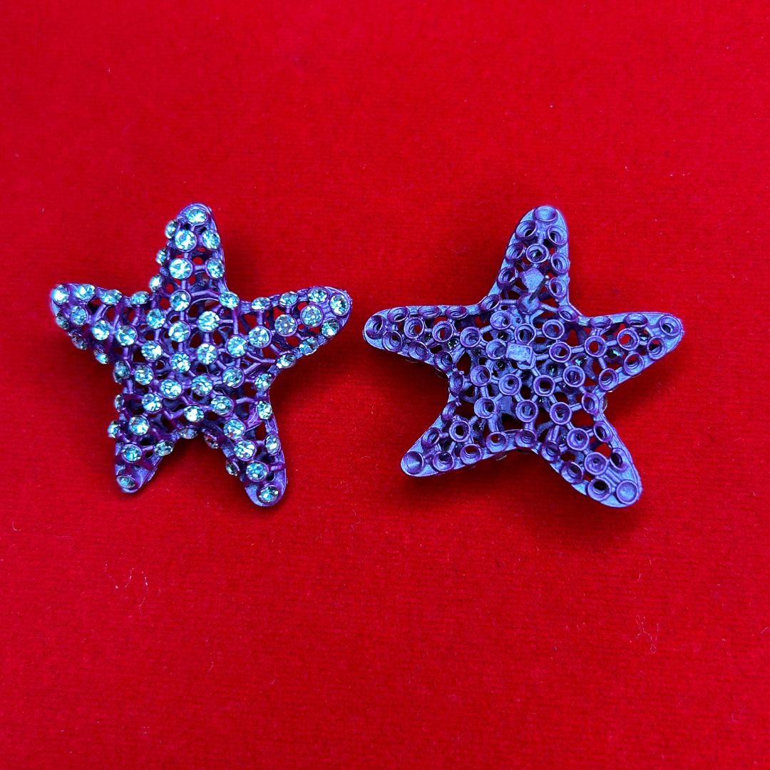 Holly Purple AD Studded Star Earrings