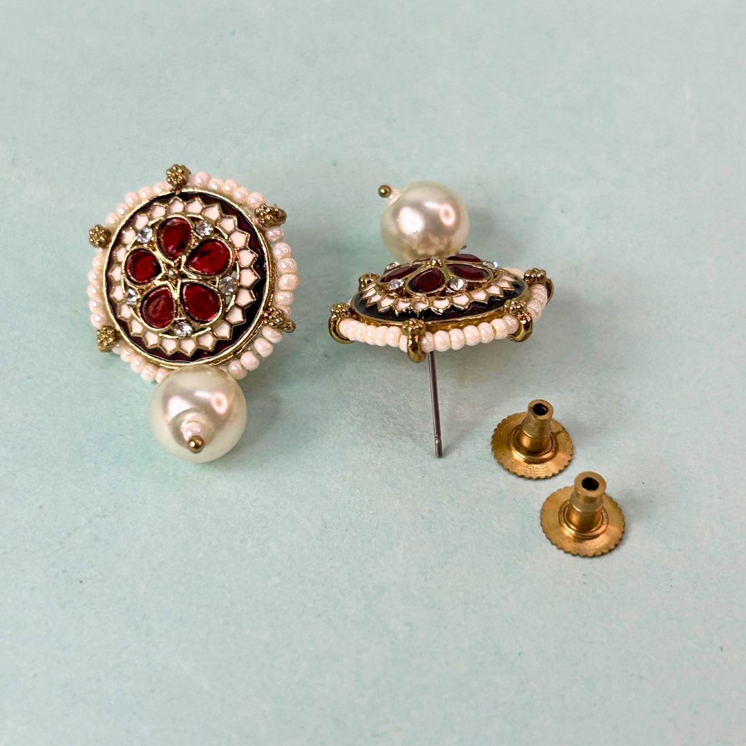 Rutvi Maroon Stud Earrings