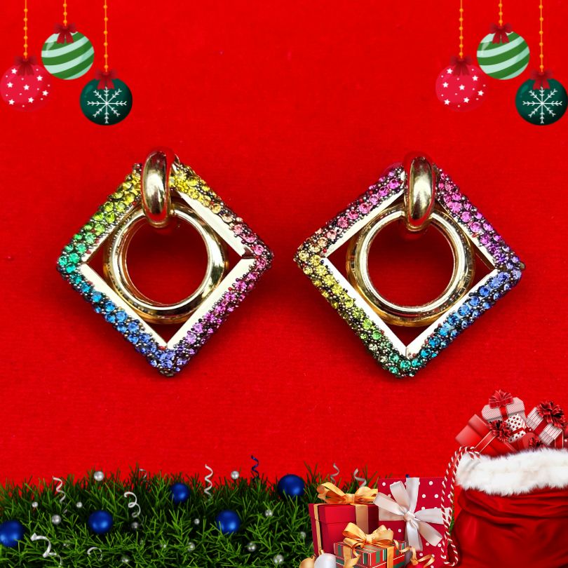 Bling Multicolor Rhombus Earrings