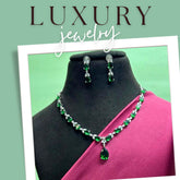 Paloma Emerald Green American Diamond Necklace Set