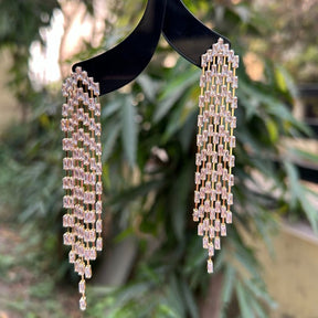 Golden American Diamond Chandelier Earrings