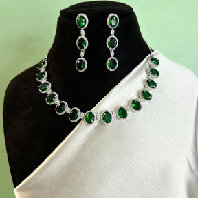 Valentina Green American Diamond Necklace Set