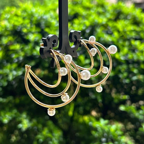 Pearl Three Round Hoop Earrings