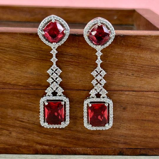 Maple Ruby American Diamond Earrings