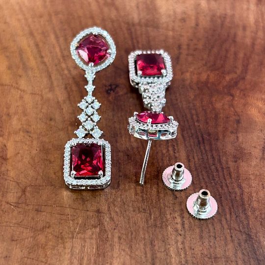 Maple Ruby American Diamond Earrings