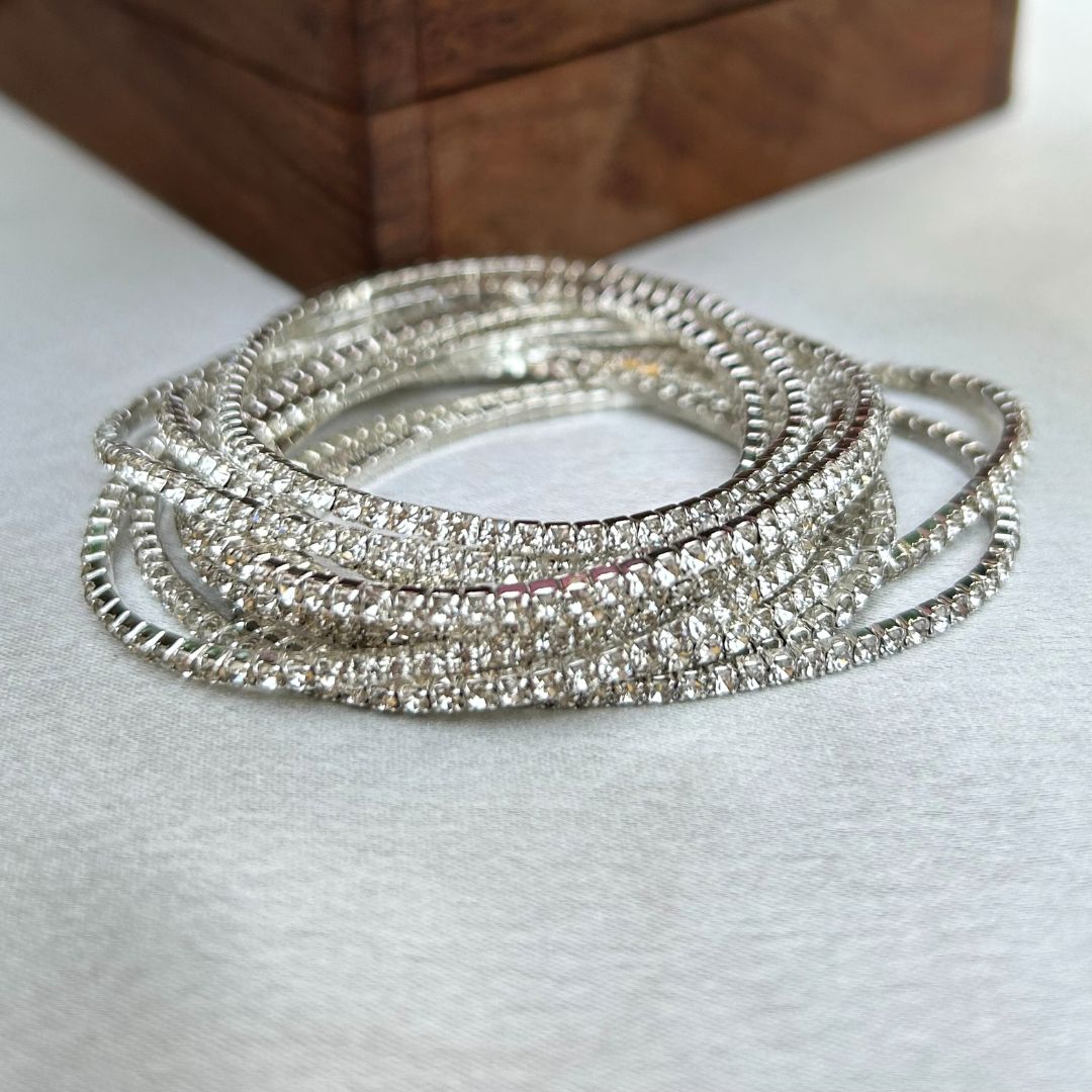 Stretchable Silver Bracelet - Pack of 12