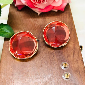 Statement Red Stud Earrings