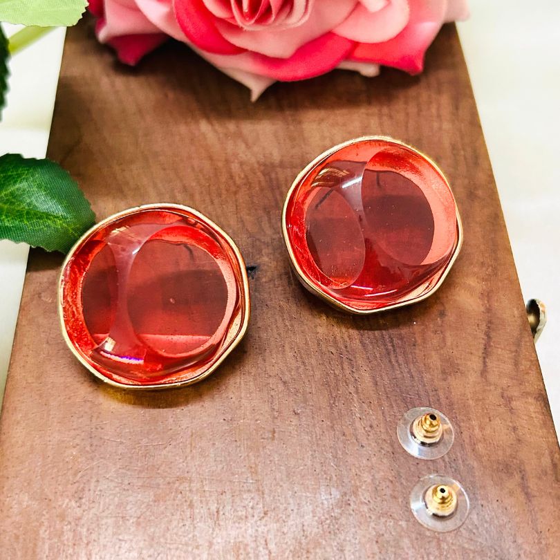 Statement Red Stud Earrings