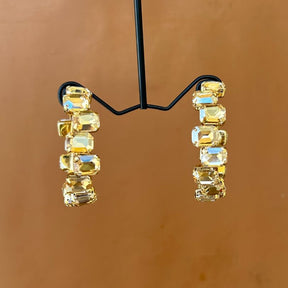 Bling Blogger Crystal Hoop Earrings - Golden