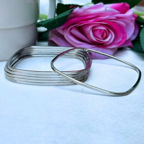 Stack of Metallic Silver Bracelets (pack of 6)