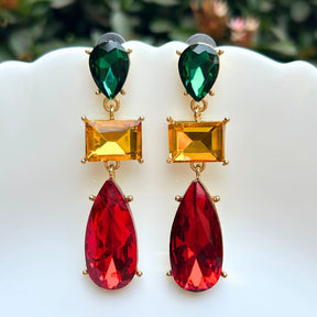 Multicolor Rhinestone Pear Drop Earrings