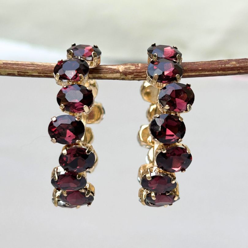 Bling Blogger Crystal Hoop Earrings -Maroon