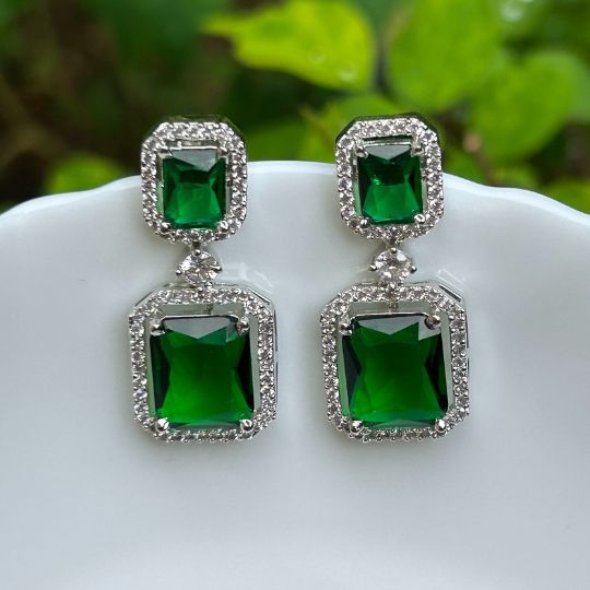 Cooper Emerald American Diamond Earrings