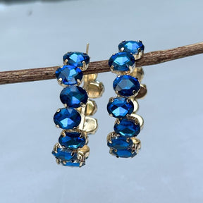 Bling Blogger Crystal Hoop Earrings - Blue