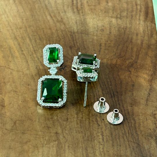 Cooper Emerald American Diamond Earrings