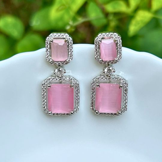 Cooper Pink American Diamond Earrings