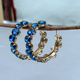 Bling Blogger Crystal Hoop Earrings - Blue