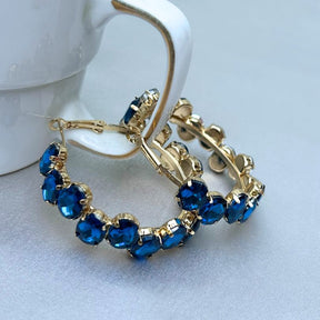 Bling Blogger Crystal Hoop Earrings - Blue